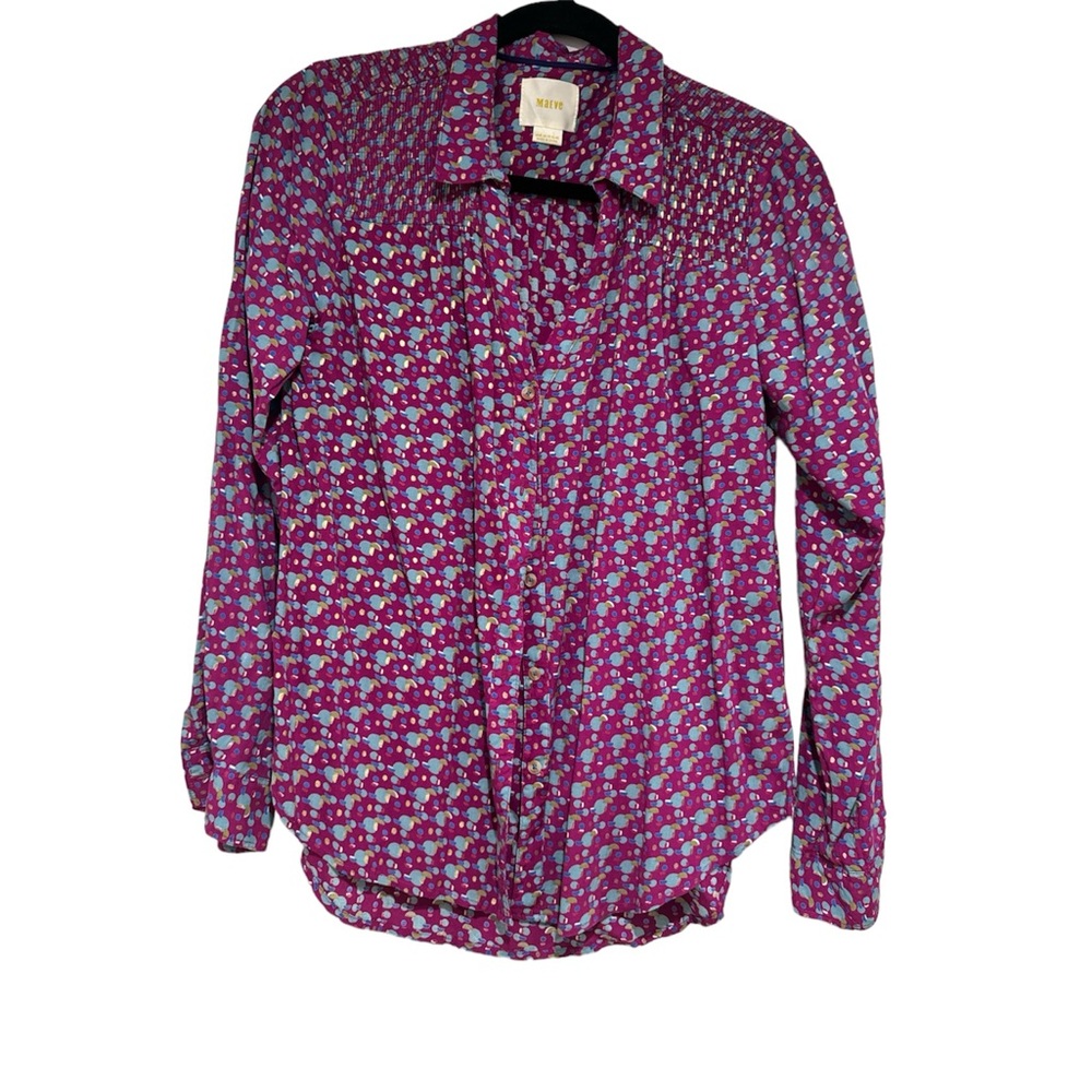 Maeve Patterned Collared Button Down Top Sz 8 - image 1